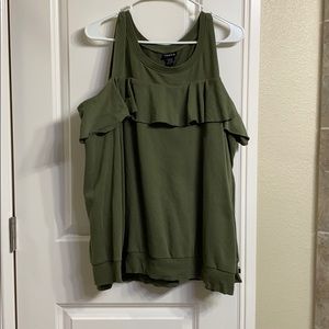 Torrid olive green cold shoulder sweatshirt